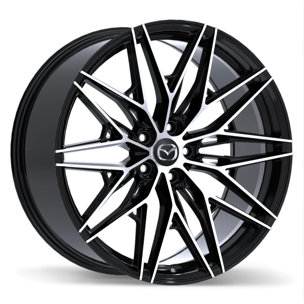Mazda M016 Alloy Wheel (Gloss Black w/ Machined Face) — 17", 19", 21" - Image 2
