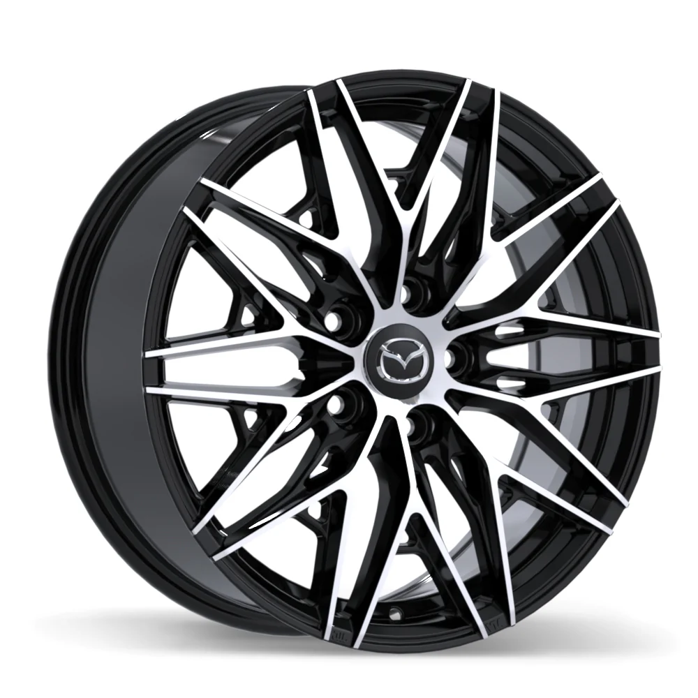 Mazda M016 Alloy Wheel (Gloss Black w/ Machined Face) — 17", 19", 21" - Image 3