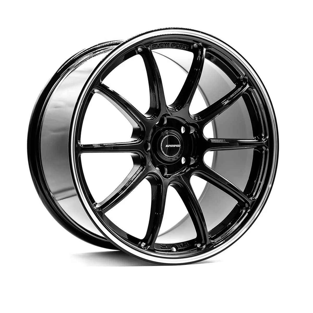 Superspeed FlowForm RF03RR Alloy Wheel (Gloss Black w/ Machined Lip) — 18" - Image 3
