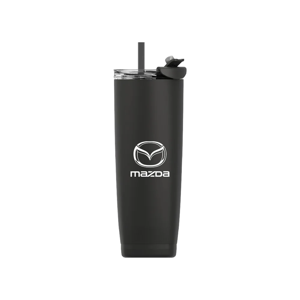Tumbler — 20 oz. Aqualina w/ Built-In Straw (Black) | Mazda × Asobu