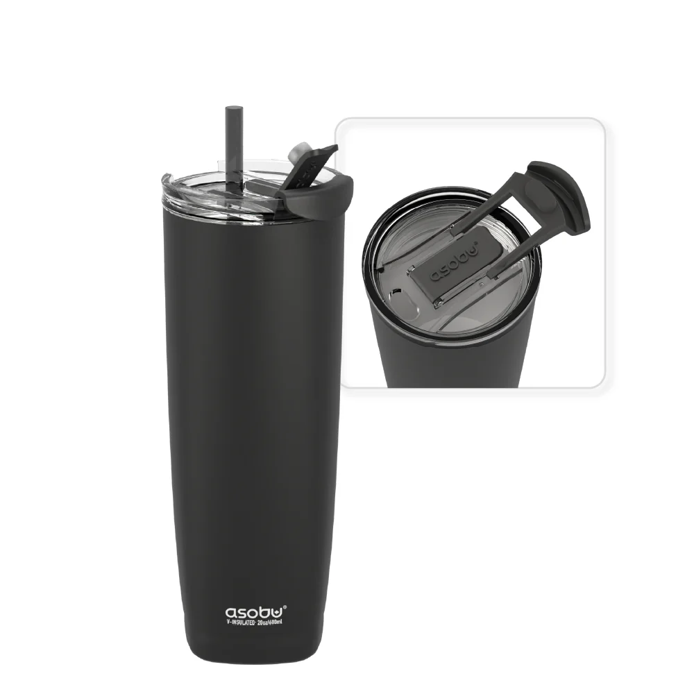 Tumbler — 20 oz. Aqualina w/ Built-In Straw (Black) | Mazda × Asobu - Image 2