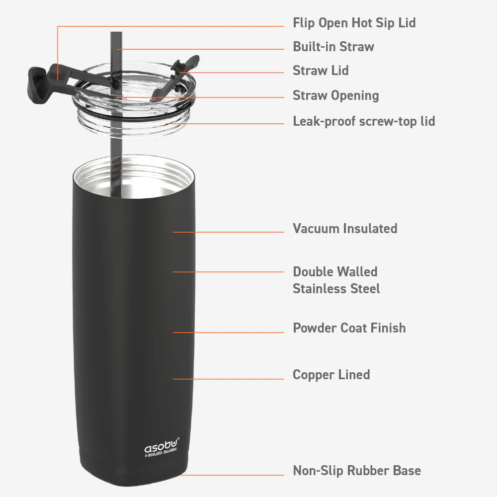 Tumbler — 20 oz. Aqualina w/ Built-In Straw (Black) | Mazda × Asobu - Image 6