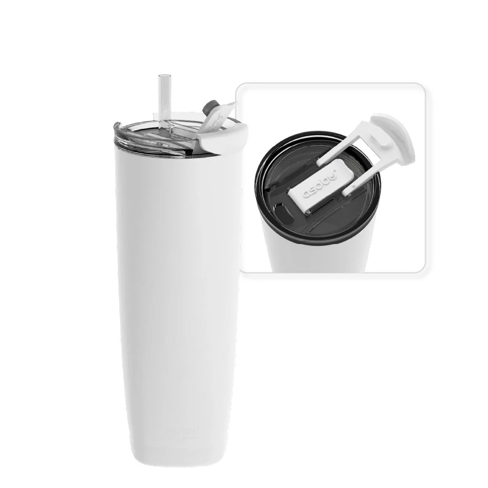 Tumbler — 20 oz. Aqualina w/ Built-In Straw (White) | Mazda × Asobu - Image 2