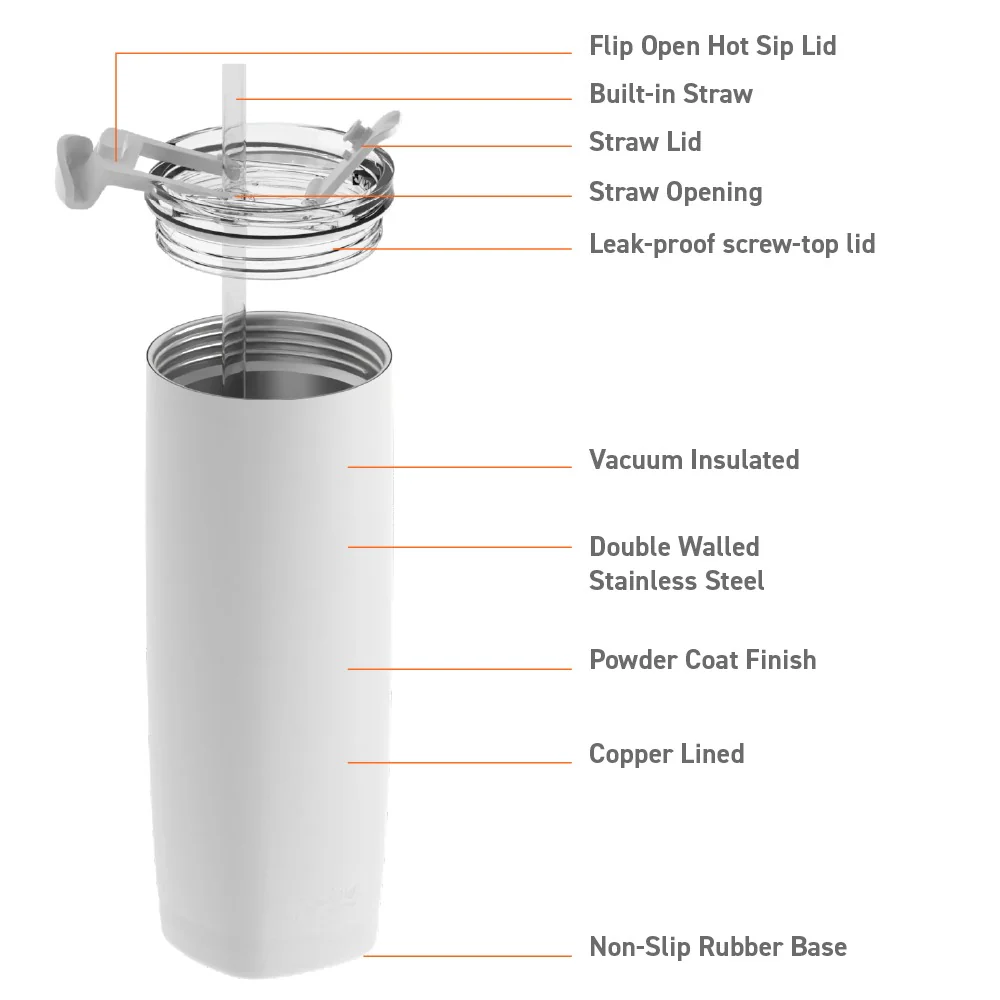 Tumbler — 20 oz. Aqualina w/ Built-In Straw (White) | Mazda × Asobu - Image 6