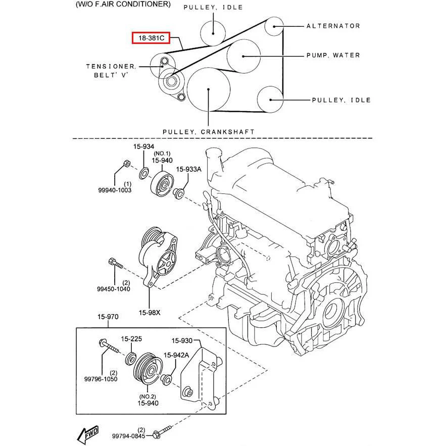 V-Belt, Alternator & Air Conditioning | Mazda2 (2011-2014) - Image 2