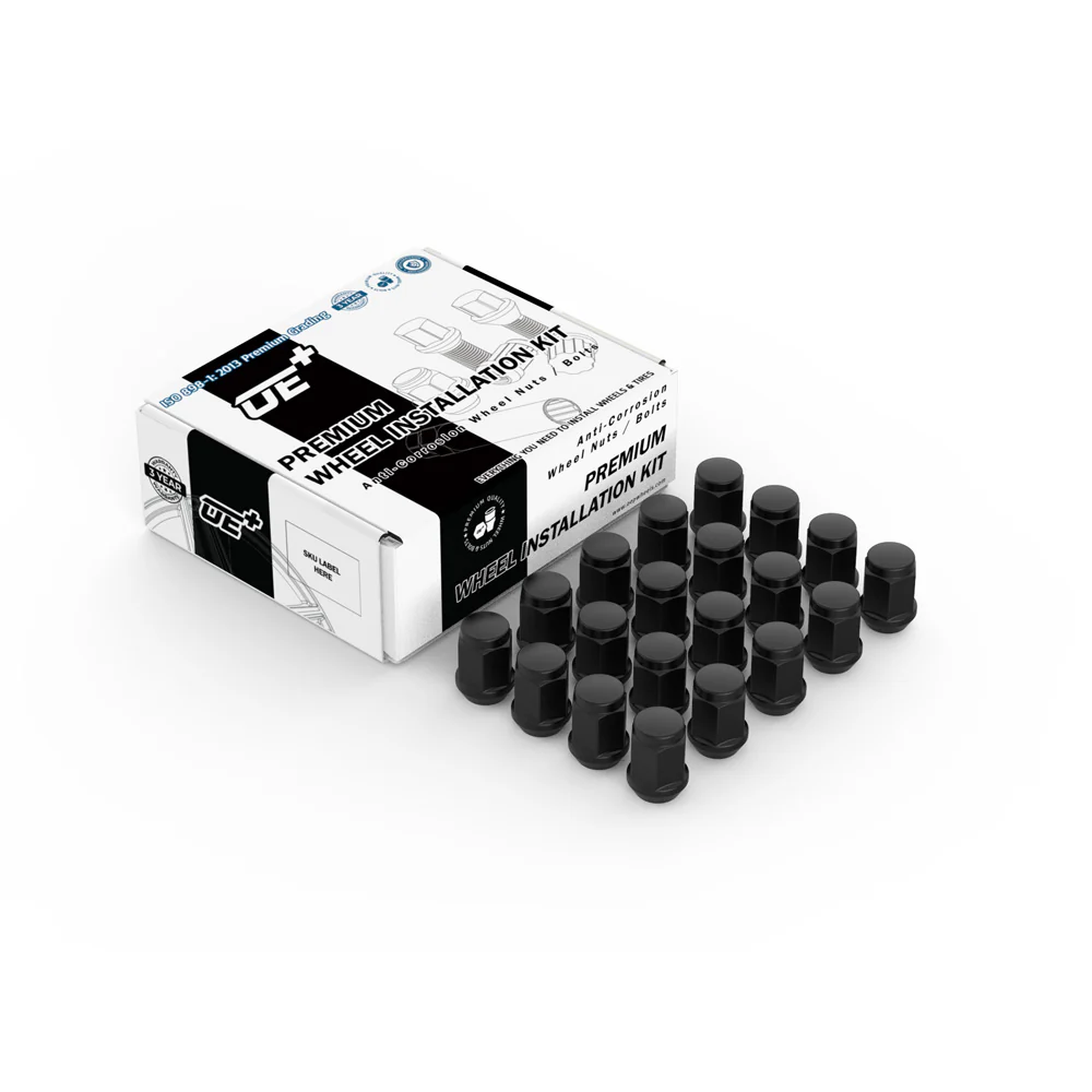 Wheel Nut Set (20 pcs) — Acorn in Gloss Black (21mm) | OE+ (OEPlus)